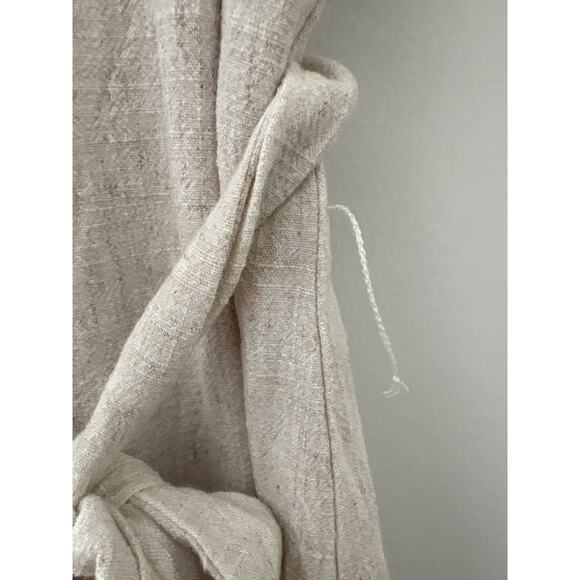 Lulus Italian Summer Linen Midi Dress Womens Medium Beige Button Front Tie Waist - Picture 10 of 13